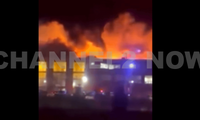 Abington Township, Montgomery County – Emergency crews are battling a massive commercial building fire at SPS Technologies, located at 301 Highland Avenue in Abington Township, just north of Philadelphia.