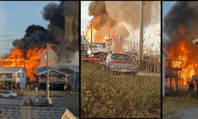 Massive Fire Engulfs Multiple Homes and a Boat in Surf City near 5th Street The Trailer Bar