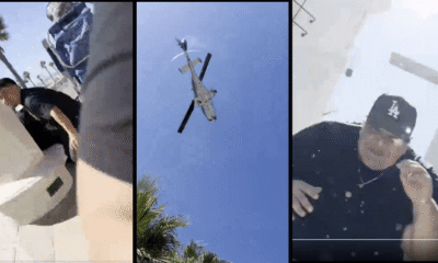 Video shows man nearly hit by helicopter during crash in Huntington Beach near Los Angele California