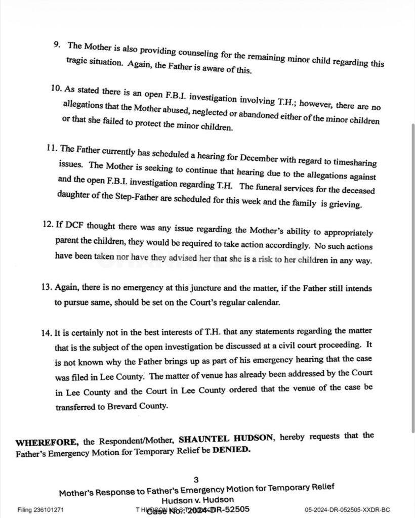 New information has emerged regarding the death of 18-year-old Florida cheerleader Anna Kepner, as recently filed court documents reveal significant turmoil within her family and identify her 16-year-old stepbrother, Timothy Hudson, as a suspect in her death.

According to filings submitted in Brevard County family court, Anna’s stepmother, Shauntel Hudson (Kepner), detailed allegations of prior domestic violence involving her ex-husband, Thomas Hudson, and their children — including the minor son now under federal investigation.