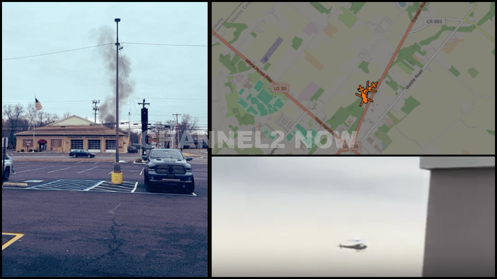 Video Captures Helicopter Spiraling to the Ground After Midair Collision in Hammonton New Jersey near 100 Basin Road, in the area of White Horse Pike and Route 206