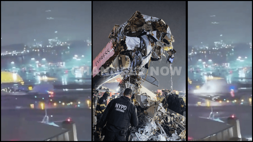 Horror Video shows Air Canada Flight AC8646 colliding with Port Authority fire truck at LaGuardia Airport