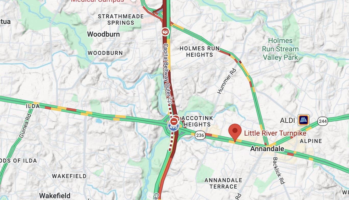 Multiple Victims Stabbed Following Crash in Annandale, Suspect Shot by Police southbound lanes of Interstate 495 near Little River Turnpike Fairfax County