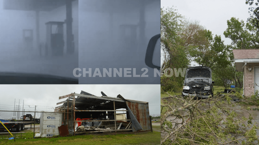119MPH thunderstorm winds have been measured in Point Comfort Texas, with consistent damage